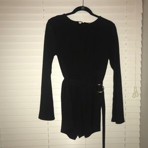 Black romper with long belt